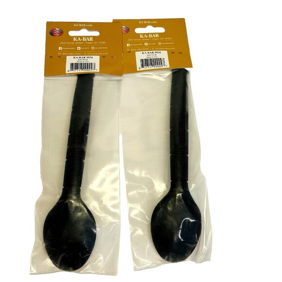 KA-BAR SET OF 2 Krunch Spoon-Straw Black Polymer Creamid 9924 USA - Picture 2 of 9